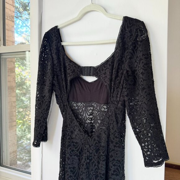 Free People Black Lace Maxi Dress Adored Large New - Picture 11 of 13